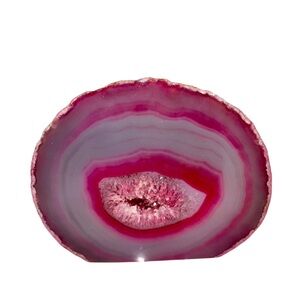 Pink Agate Slice, Pink Agate Crystal, Healing Crystal, Agate Geode Small 5x4”